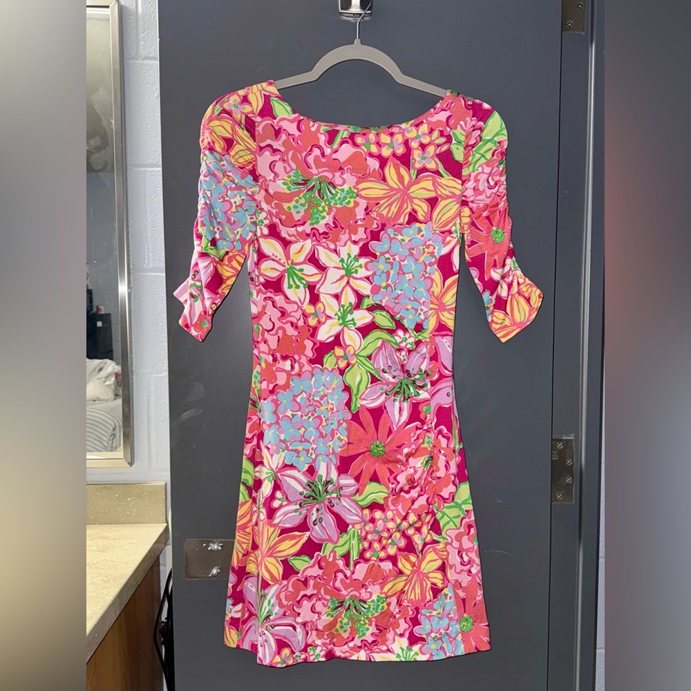 Lilly Pulitzer Pink Floral Scoop-Neck Midi Dress